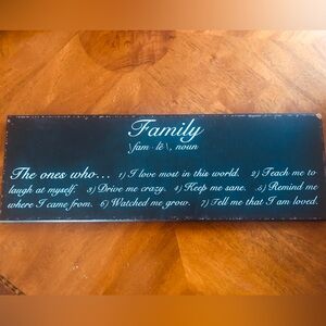 Black wood Family Quote Wall Art